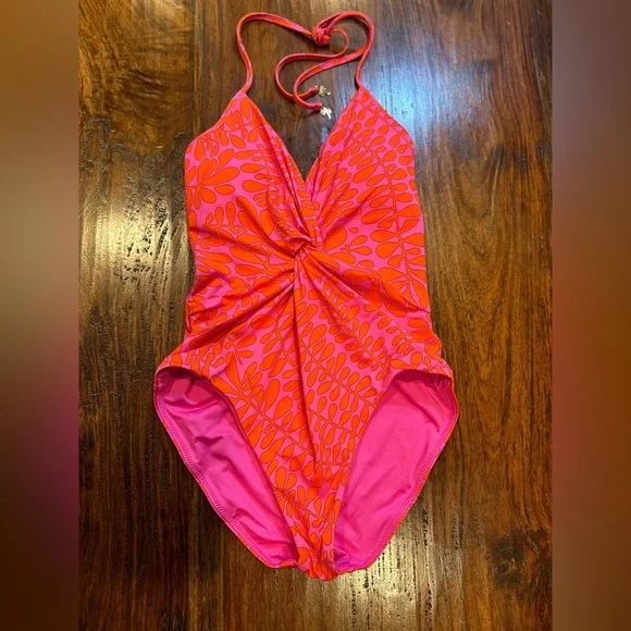 NWT! Trina Turk Trellis Plunge One Piece Swimsuit Bathing Suit Size 14 🌺🌴☀️ - Picture 9 of 12